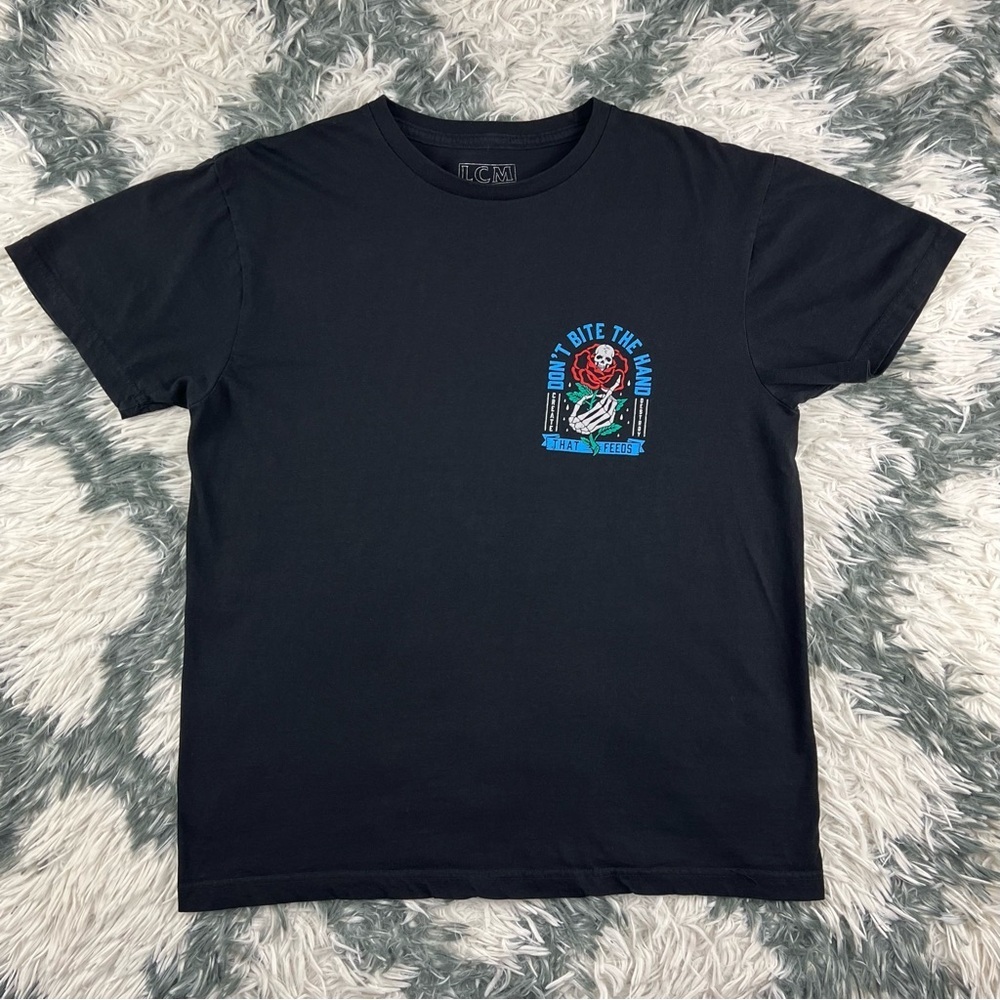 LCM International Men’s Skeleton Don’t Bite The Hand That Feeds You Black Sz M